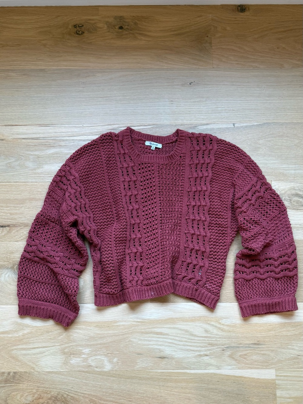Madewell Women's Cable Knit Cropped Sweater - Rose